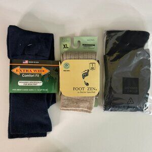 NWT 3 Pr Men's Socks-EXTRA WIDE Comfort, Siguaris Health, Foot Zen Energizing XL